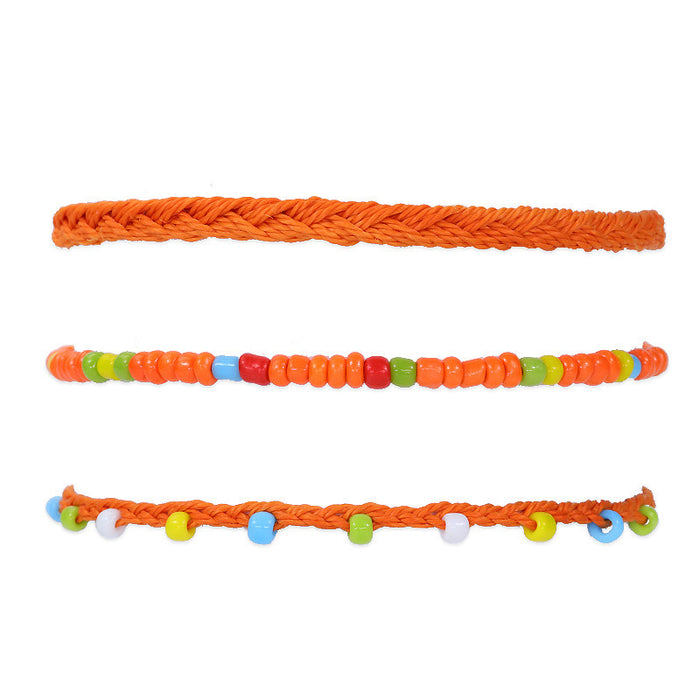 Wholesale bohemian wind waterproof wax thread woven starfish turtle anklet JDC-AS-Yiye008