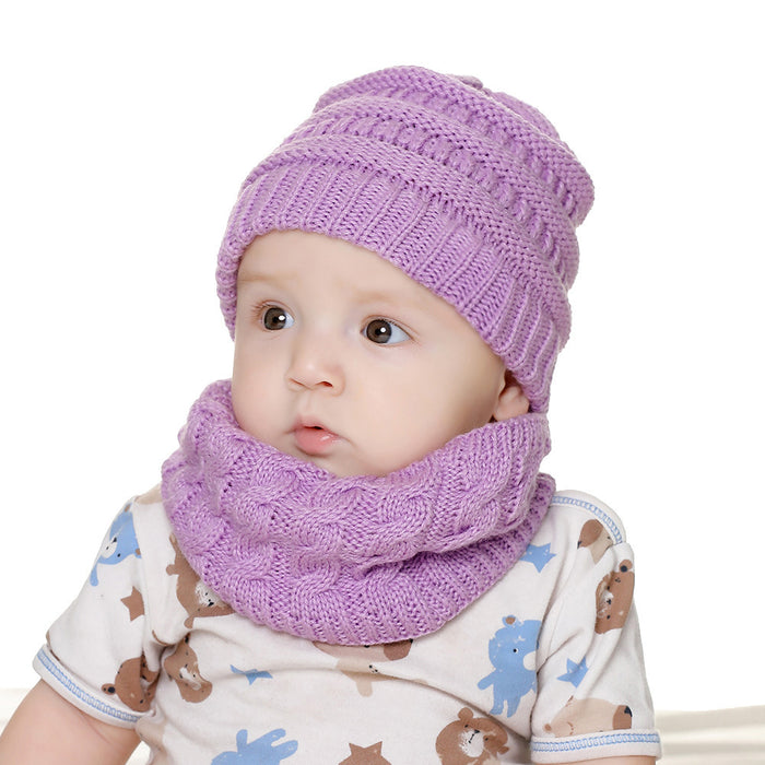 Wholesale Hat Acrylic Winter Baby Warm Scarf 2 Piece Set MOQ≥2sets JDC-FH-XMi014