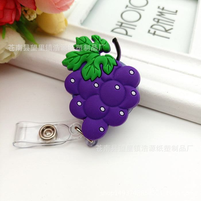 Wholesale Cartoon Fruit Soft Rubber Retractable Keychain MOQ≥2 JDC-KC-HaoYuan001