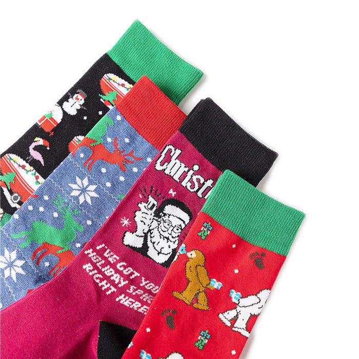 Wholesale socks cotton men's Christmas socks cartoon medium tube JDC-SK-HuiHe020