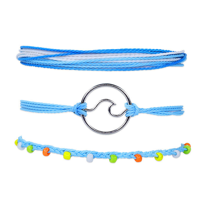 Wholesale bohemian wind waterproof wax thread woven starfish turtle anklet JDC-AS-Yiye008