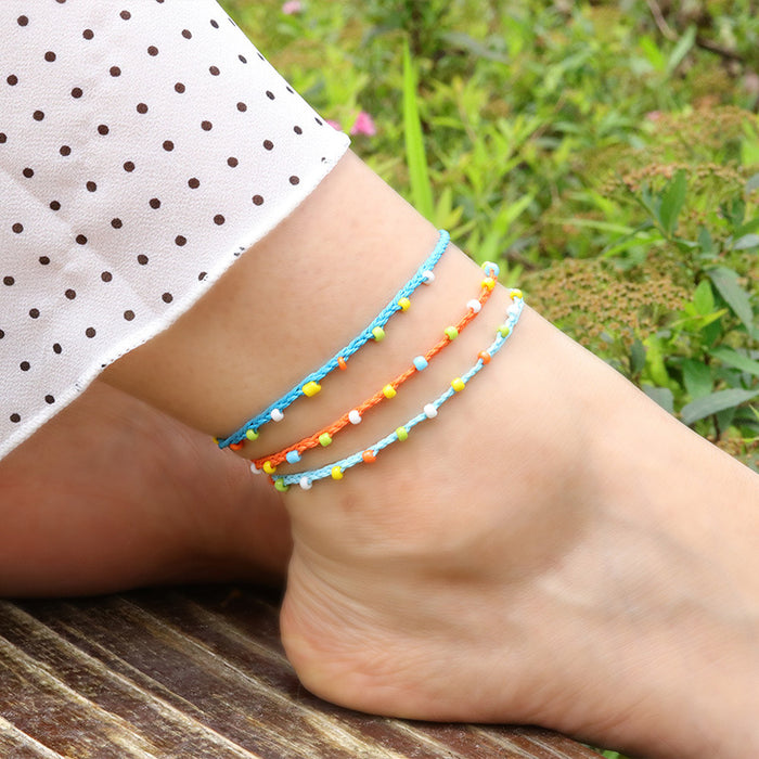 Jewelry WholesaleWholesale Boho Anklet Rice Beads Hand Braided Surf Ankle Chain JDC-AS-Yh007 Anklet 益烨 %variant_option1% %variant_option2% %variant_option3%  Factory Price JoyasDeChina Joyas De China