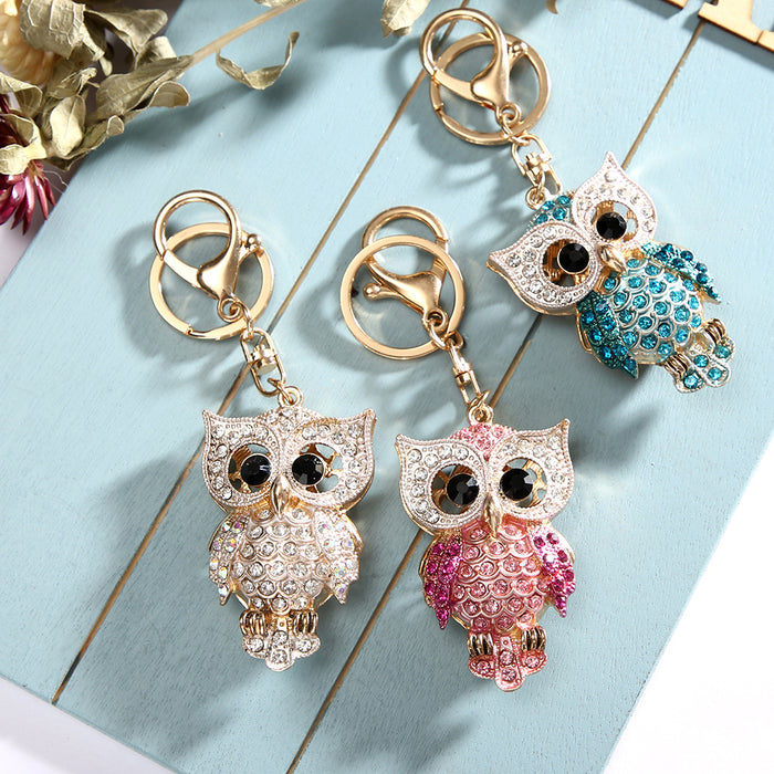 Jewelry WholesaleWholesale creative Rhinestone cartoon owl keychain MOQ≥2 JDC-KC-ChaoK005 Keychains 超凯 %variant_option1% %variant_option2% %variant_option3%  Factory Price JoyasDeChina Joyas De China