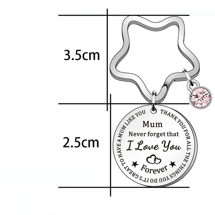 Wholesale Stainless Steel Round Brand Mother's Day Keychain MOQ≥2 JDC-KC-HuH004