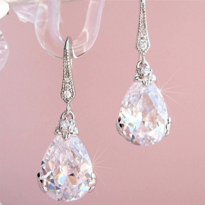 Wholesale Earrings Copper Zircon Drop Shape MOQ≥2 JDC-PREMCAOS-ES-013