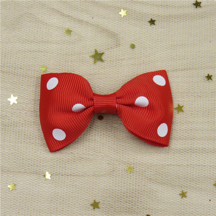 Wholesale Polka Dot Flat Knot Girls Bow Hair Clips for Girls JDC-HC-Junm003