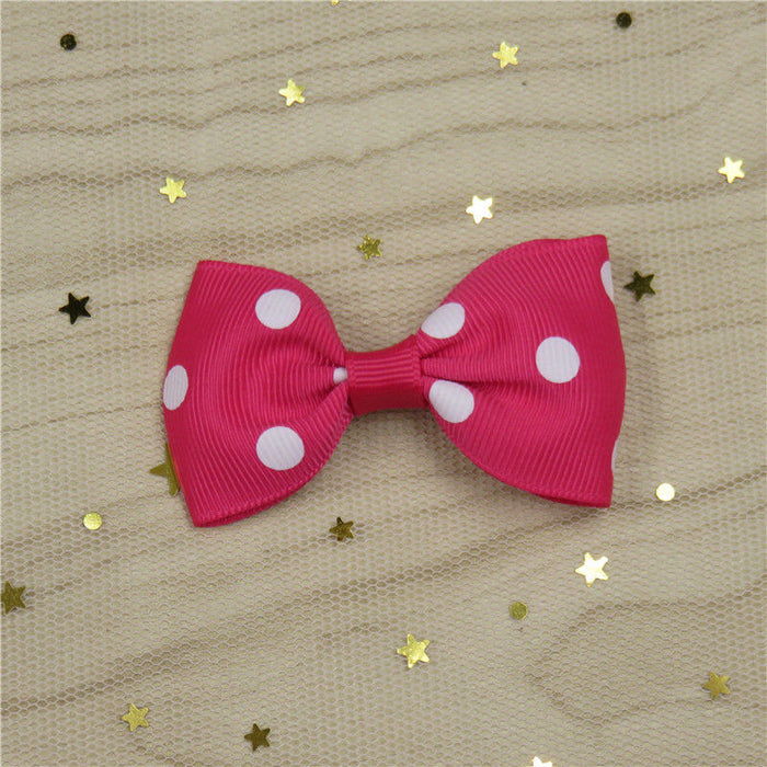 Wholesale Polka Dot Flat Knot Girls Bow Hair Clips for Girls JDC-HC-Junm003