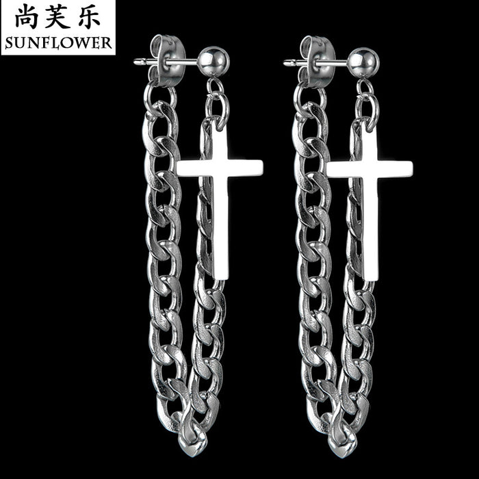 Jewelry WholesaleWholesale titanium steel lovers cross chain non fading personalized Earrings JDC-ES-RXSFL014 Earrings 尚芙乐 %variant_option1% %variant_option2% %variant_option3%  Factory Price JoyasDeChina Joyas De China