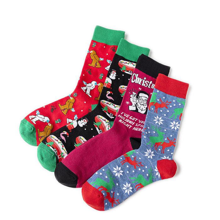 Wholesale socks cotton men's Christmas socks cartoon medium tube JDC-SK-HuiHe020