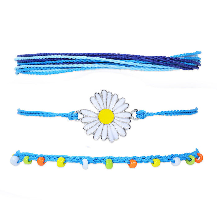 Wholesale bohemian wind waterproof wax thread woven starfish turtle anklet JDC-AS-Yiye008