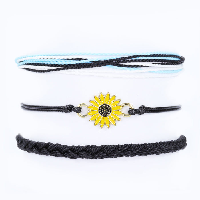 Wholesale bohemian wind waterproof wax thread woven starfish turtle anklet JDC-AS-Yiye008