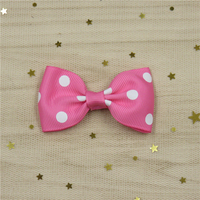 Wholesale Polka Dot Flat Knot Girls Bow Hair Clips for Girls JDC-HC-Junm003