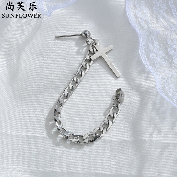 Jewelry WholesaleWholesale titanium steel lovers cross chain non fading personalized Earrings JDC-ES-RXSFL014 Earrings 尚芙乐 %variant_option1% %variant_option2% %variant_option3%  Factory Price JoyasDeChina Joyas De China