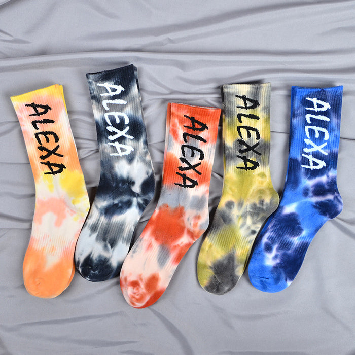 Wholesale Sock Cotton Mid Tube Tie Dye Sweat Absorbing Trend JDC-SK-JSD013