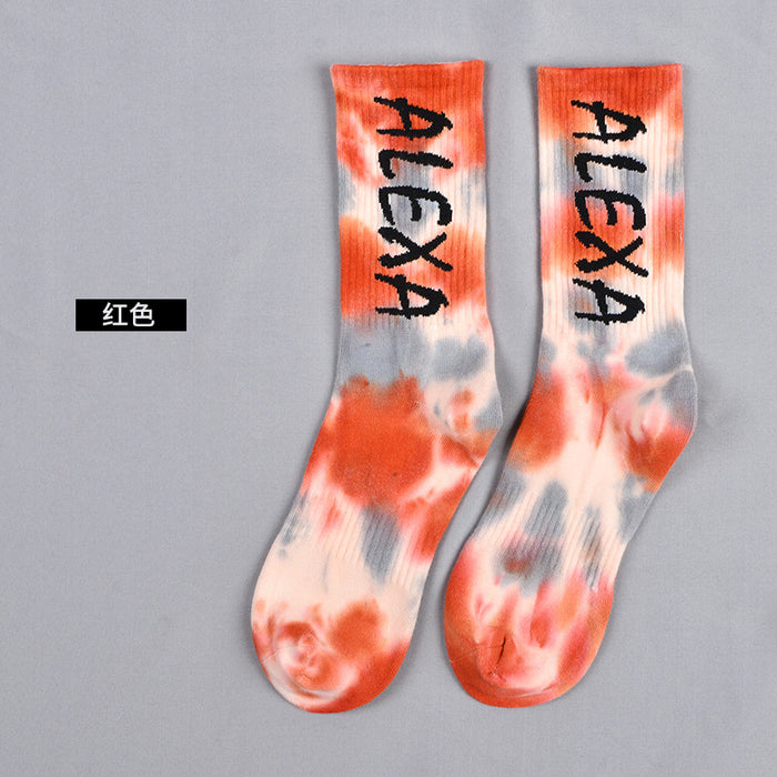 Wholesale Sock Cotton Mid Tube Tie Dye Sweat Absorbing Trend JDC-SK-JSD013