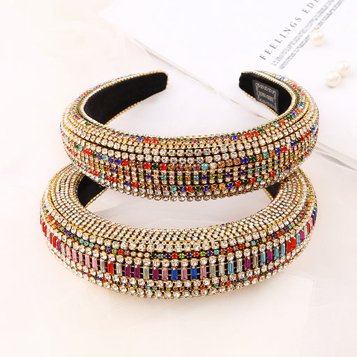 Jewelry WholesaleWholesale Vintage Baroque Color Rhinestone Sponge Hairband JDC-HD-TanD001 Headband 檀豆 %variant_option1% %variant_option2% %variant_option3%  Factory Price JoyasDeChina Joyas De China