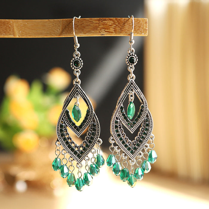 Wholesale Earrings Alloy Retro Waterdrop Tassel Long Section MOQ≥2 JDC-ES-Daiq050