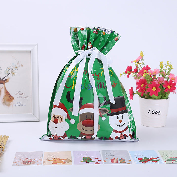 Wholesale Gift Bag Plastic Christmas Print Drawstring Drawstring Mouth Candy Bag MOQ≥2 JDC-GB-Shenao003