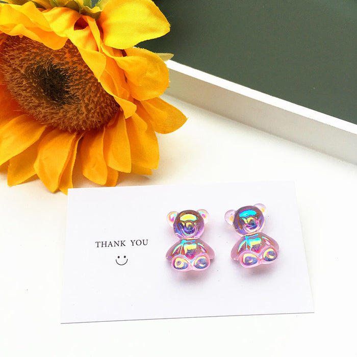 Wholesale Bright Candy Color Bear Resin Earrings JDC-ES-Chouteng001