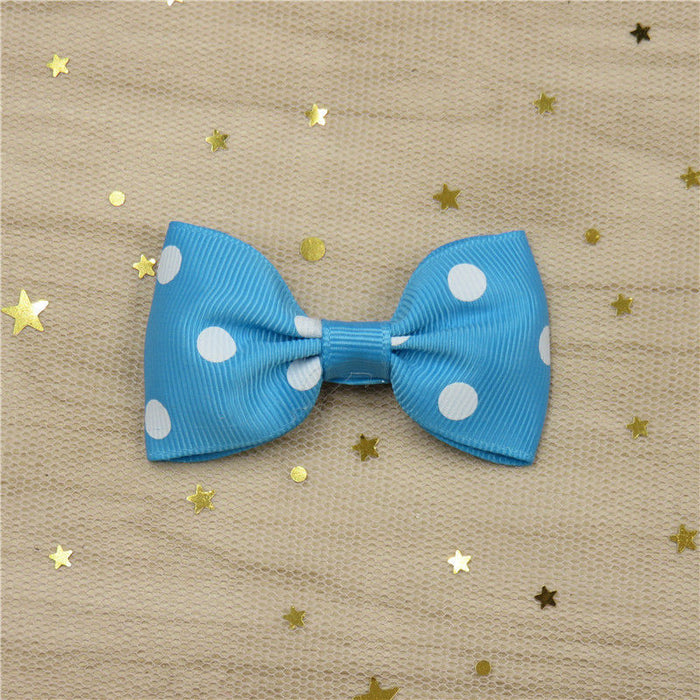 Wholesale Polka Dot Flat Knot Girls Bow Hair Clips for Girls JDC-HC-Junm003