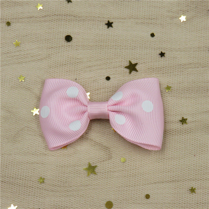 Wholesale Polka Dot Flat Knot Girls Bow Hair Clips for Girls JDC-HC-Junm003