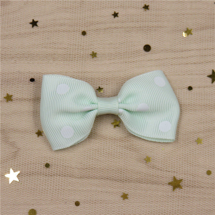 Wholesale Polka Dot Flat Knot Girls Bow Hair Clips for Girls JDC-HC-Junm003