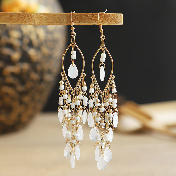 Jewelry WholesaleWholesale Boho Beads Tassel Alloy Earrings JDC-ES-Daiq027 Earrings 黛茜 %variant_option1% %variant_option2% %variant_option3%  Factory Price JoyasDeChina Joyas De China