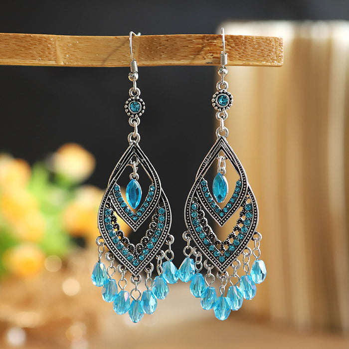 Wholesale Earrings Alloy Retro Waterdrop Tassel Long Section MOQ≥2 JDC-ES-Daiq050