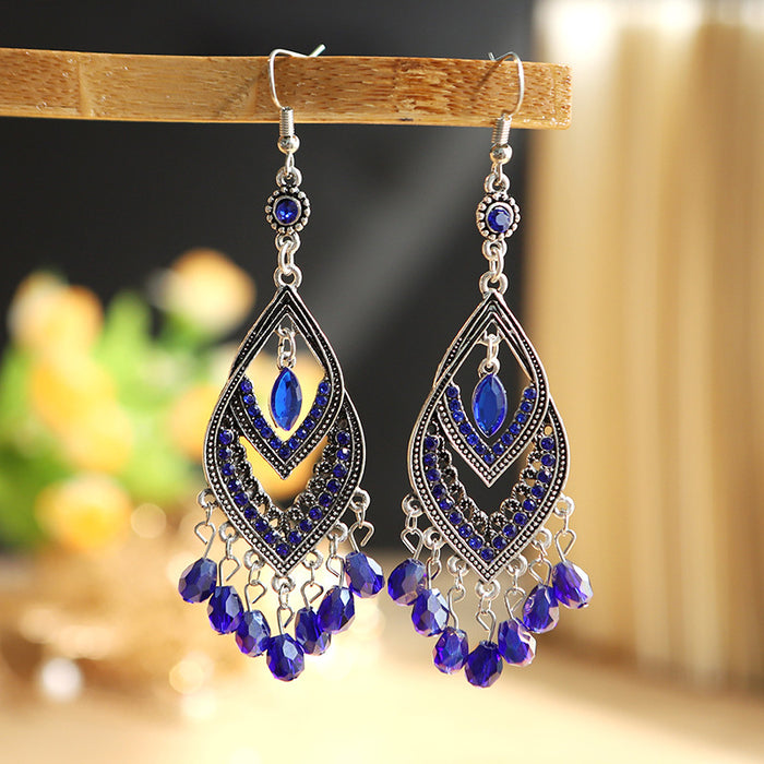 Wholesale Earrings Alloy Retro Waterdrop Tassel Long Section MOQ≥2 JDC-ES-Daiq050