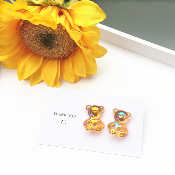 Wholesale Bright Candy Color Bear Resin Earrings JDC-ES-Chouteng001