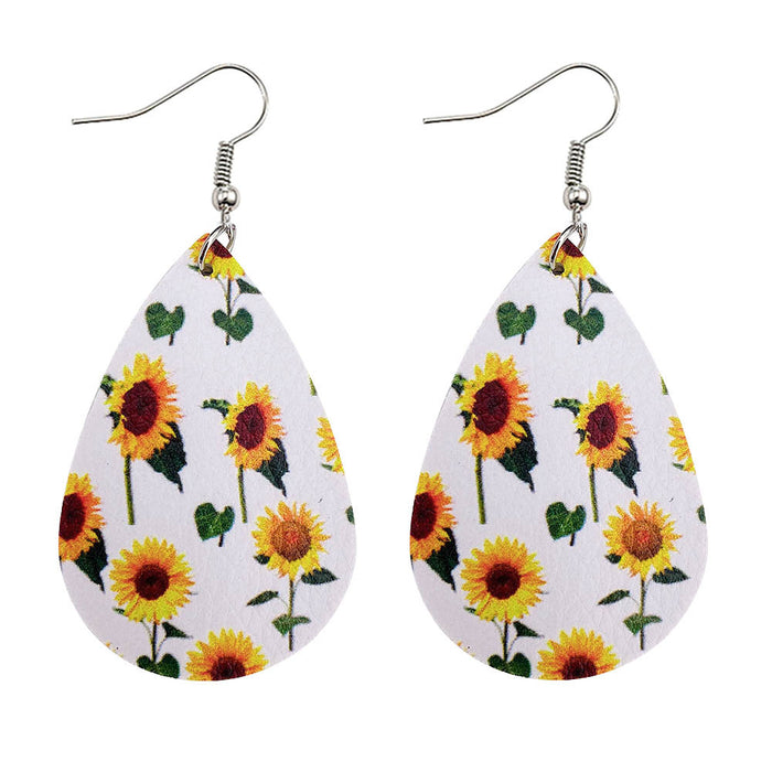 Jewelry WholesaleWholesale Sunflower Flower Small Daisy Leather Earrings JDC-ES-Chengy012 Earrings Chengy %variant_option1% %variant_option2% %variant_option3%  Factory Price JoyasDeChina Joyas De China