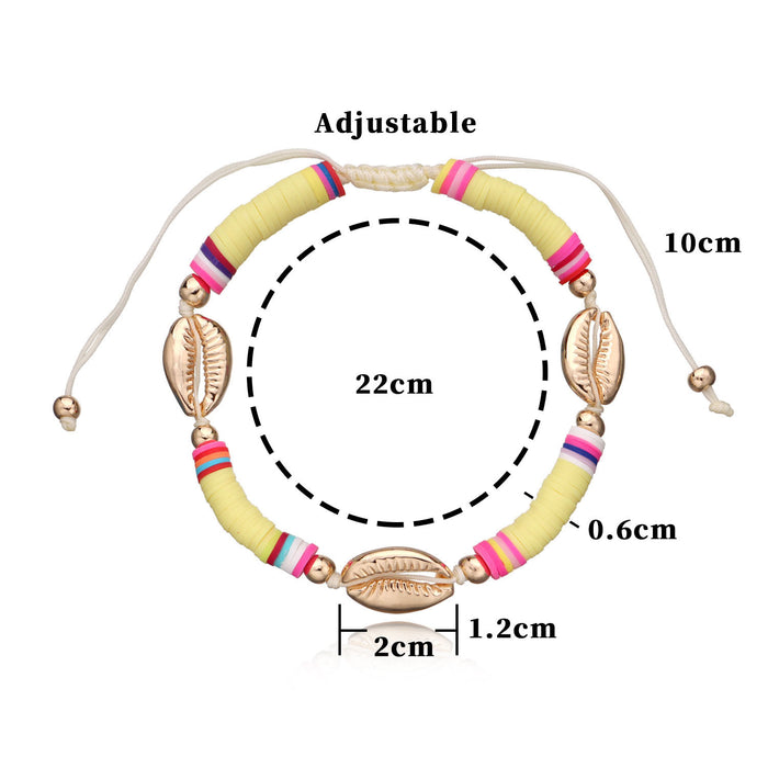 Wholesale 6mm soft ceramic hand-threaded gold alloy shell adjustable anklet JDC-AS-ZW004