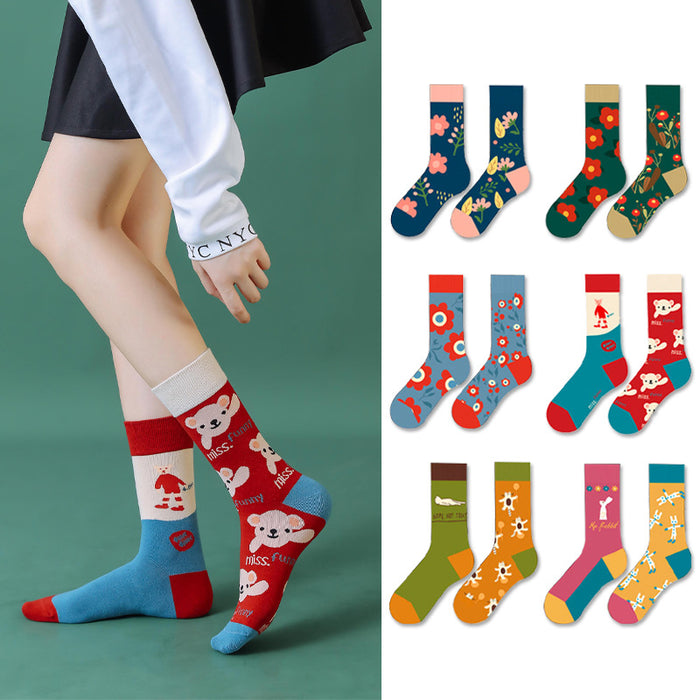 Jewelry WholesaleWholesale trendy socks cotton socks high socks creative cartoon flower JDC-SK-MianZu003 Sock 棉足 %variant_option1% %variant_option2% %variant_option3%  Factory Price JoyasDeChina Joyas De China