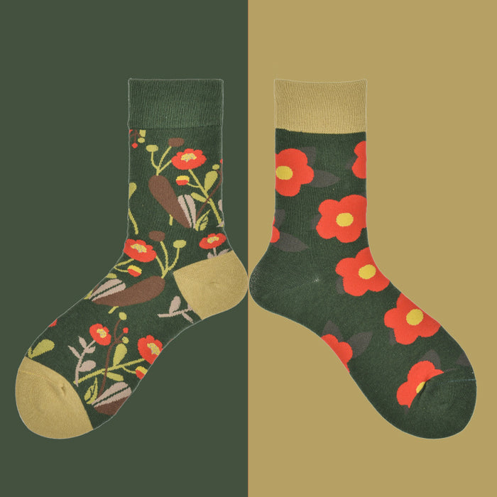 Wholesale trendy socks cotton socks high socks creative cartoon flower JDC-SK-MianZu003