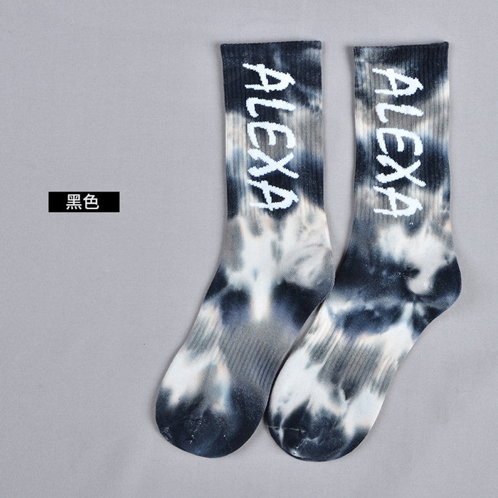 Wholesale Sock Cotton Mid Tube Tie Dye Sweat Absorbing Trend JDC-SK-JSD013