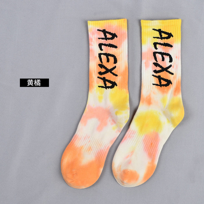 Wholesale Sock Cotton Mid Tube Tie Dye Sweat Absorbing Trend JDC-SK-JSD013