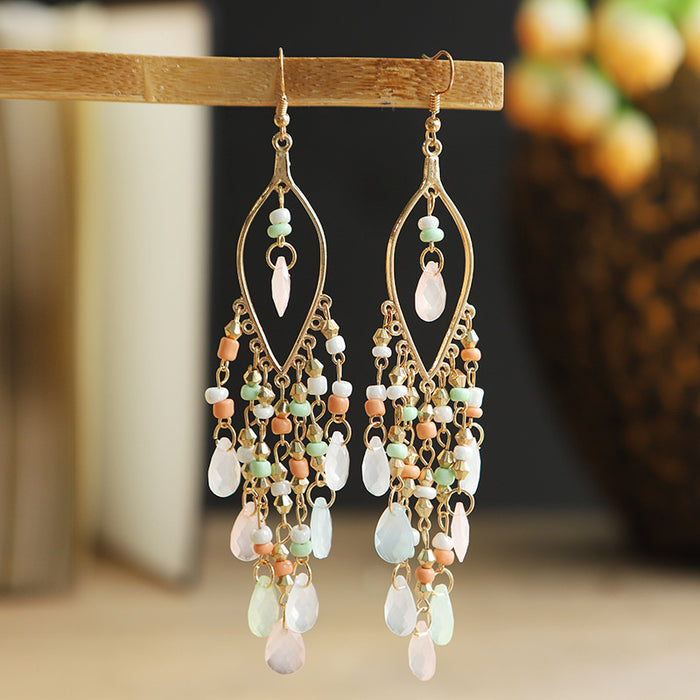 Jewelry WholesaleWholesale Boho Beads Tassel Alloy Earrings JDC-ES-Daiq027 Earrings 黛茜 %variant_option1% %variant_option2% %variant_option3%  Factory Price JoyasDeChina Joyas De China