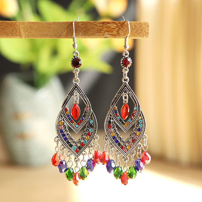 Wholesale Earrings Alloy Retro Waterdrop Tassel Long Section MOQ≥2 JDC-ES-Daiq050