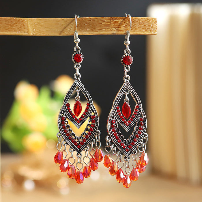 Wholesale Earrings Alloy Retro Waterdrop Tassel Long Section MOQ≥2 JDC-ES-Daiq050