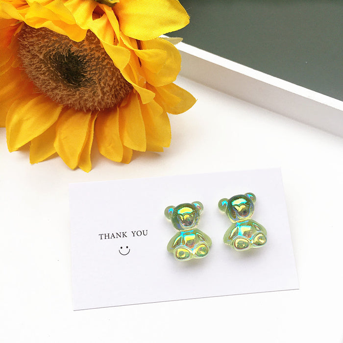 Wholesale Bright Candy Color Bear Resin Earrings JDC-ES-Chouteng001