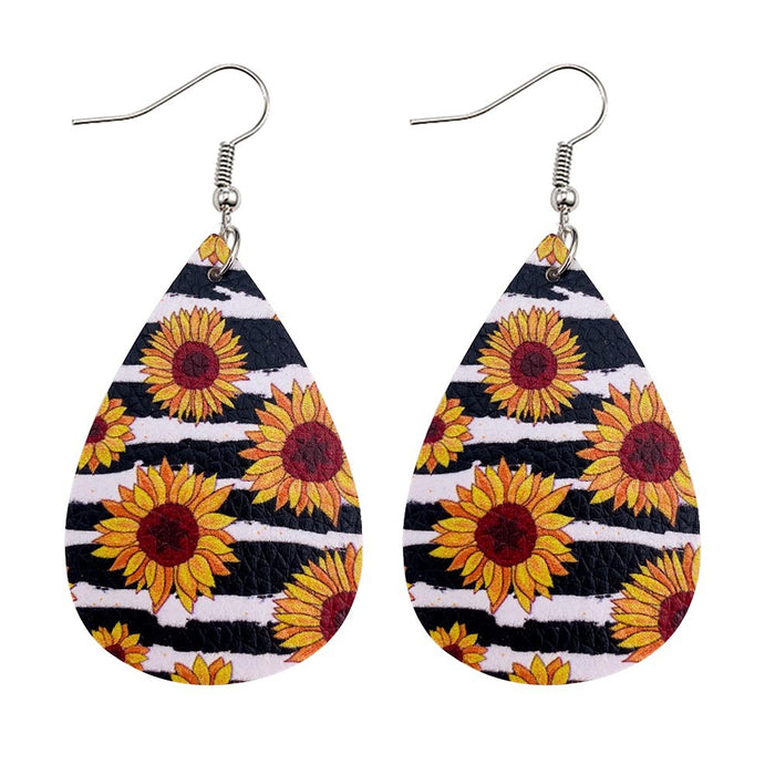 Jewelry WholesaleWholesale Sunflower Flower Small Daisy Leather Earrings JDC-ES-Chengy012 Earrings Chengy %variant_option1% %variant_option2% %variant_option3%  Factory Price JoyasDeChina Joyas De China