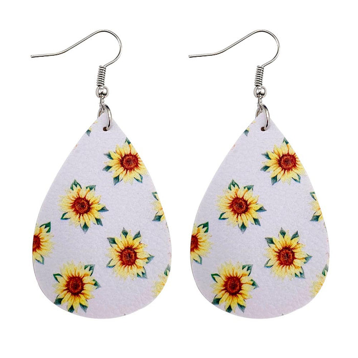 Jewelry WholesaleWholesale Sunflower Flower Small Daisy Leather Earrings JDC-ES-Chengy012 Earrings Chengy %variant_option1% %variant_option2% %variant_option3%  Factory Price JoyasDeChina Joyas De China