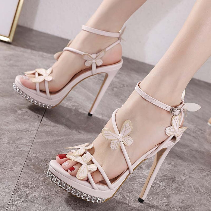 Wholesale waterproof platform high heel sandals women all match bow stiletto heels JDC-SD-XiaL005