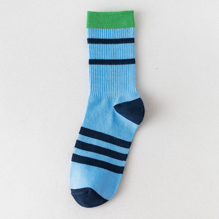 Wholesale Socks Cotton Preppy Striped Contrast Color Socks JDC-SK-AoH003