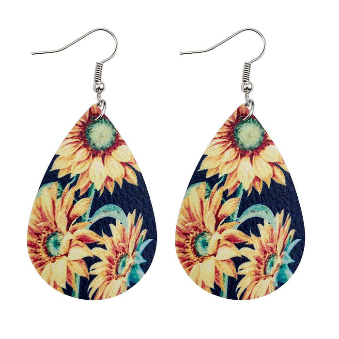 Jewelry WholesaleWholesale Sunflower Flower Small Daisy Leather Earrings JDC-ES-Chengy012 Earrings Chengy %variant_option1% %variant_option2% %variant_option3%  Factory Price JoyasDeChina Joyas De China