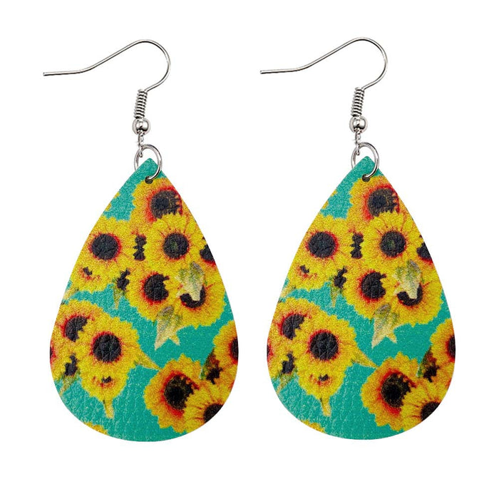 Jewelry WholesaleWholesale Sunflower Flower Small Daisy Leather Earrings JDC-ES-Chengy012 Earrings Chengy %variant_option1% %variant_option2% %variant_option3%  Factory Price JoyasDeChina Joyas De China