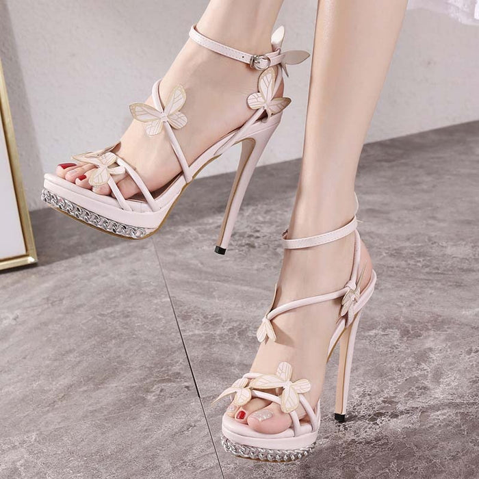 Wholesale waterproof platform high heel sandals women all match bow stiletto heels JDC-SD-XiaL005