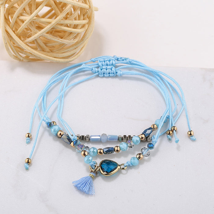 Wholesale Bracelet Rice Beads Alloy Glass Beads Handmade Multilayer Bohemian 10pcs JDC-BT-JINA006