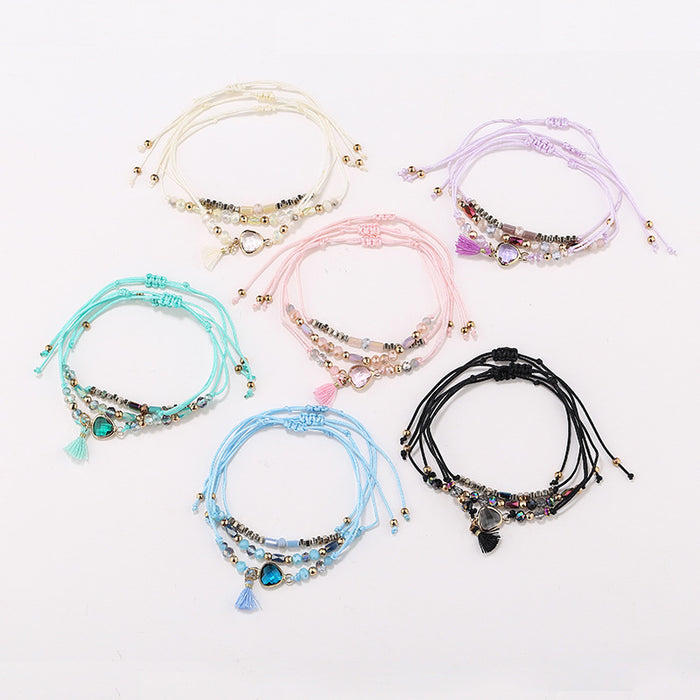 Wholesale Bracelet Rice Beads Alloy Glass Beads Handmade Multilayer Bohemian 10pcs JDC-BT-JINA006