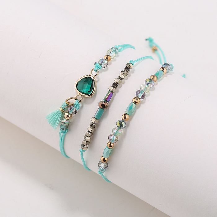 Wholesale Bracelet Rice Beads Alloy Glass Beads Handmade Multilayer Bohemian 10pcs JDC-BT-JINA006